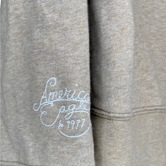 American Eagle V Neck Hoodie Tan Size Medium - Picture 6 of 8